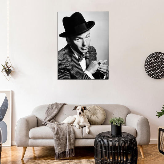 Frank Sinatra Portrait BW Singer Music Wall Art Print Poster