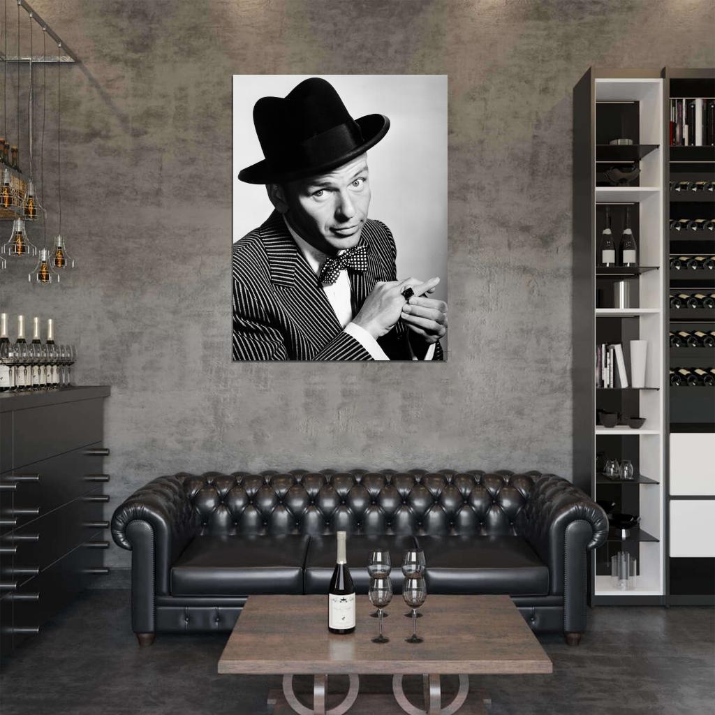 Frank Sinatra Portrait BW Singer Music Wall Art Print Poster