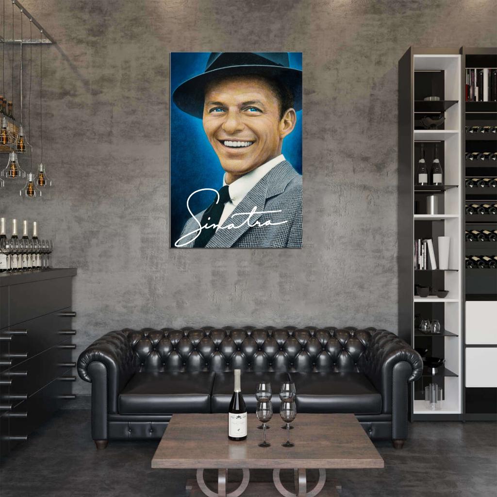 Frank Sinatra Signature Painting Art Portrait Singer Music Wall Art Print Poster