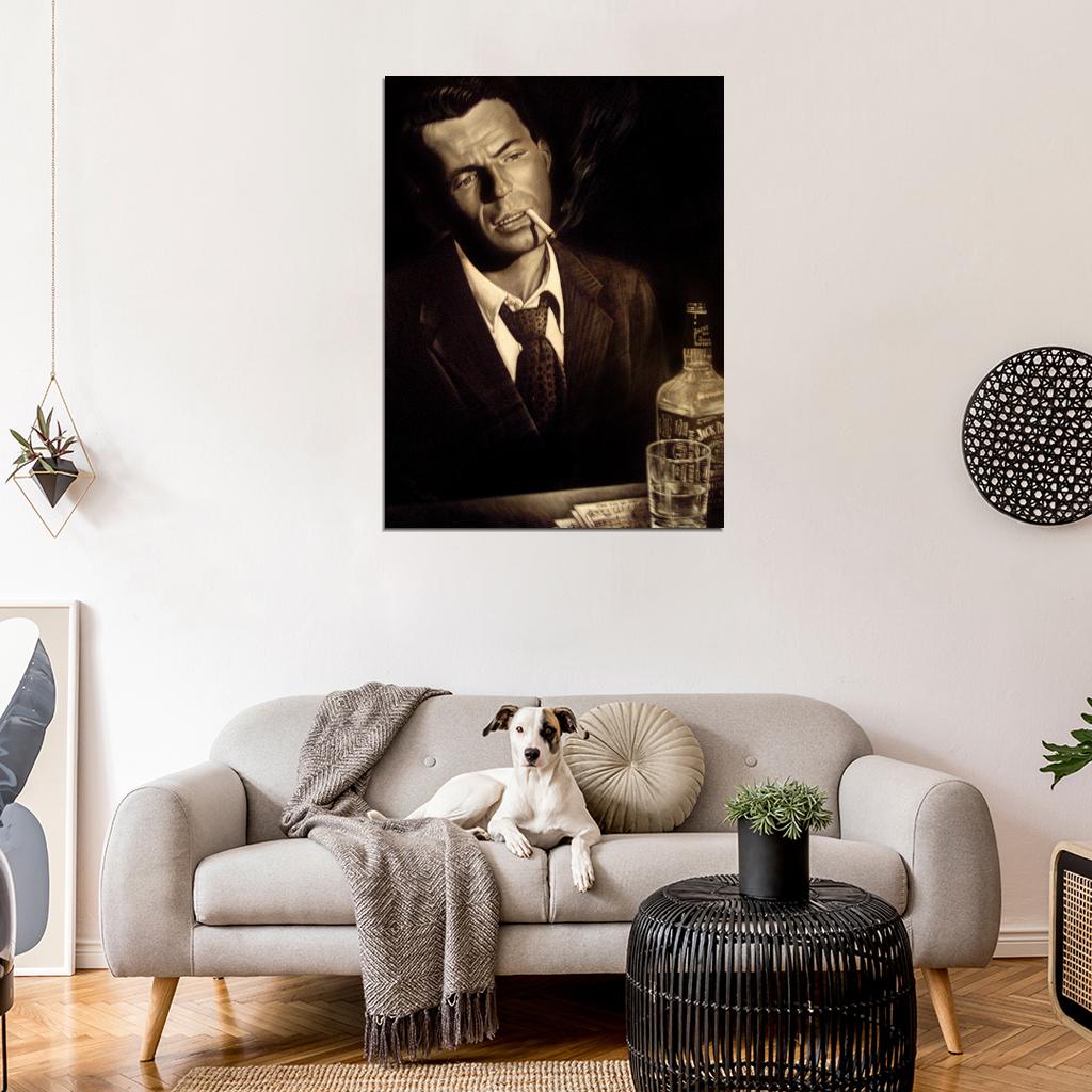 Frank Sinatra Retro Vintage Painting Art Smoking Portrait Singer Music Wall Art Print Poster