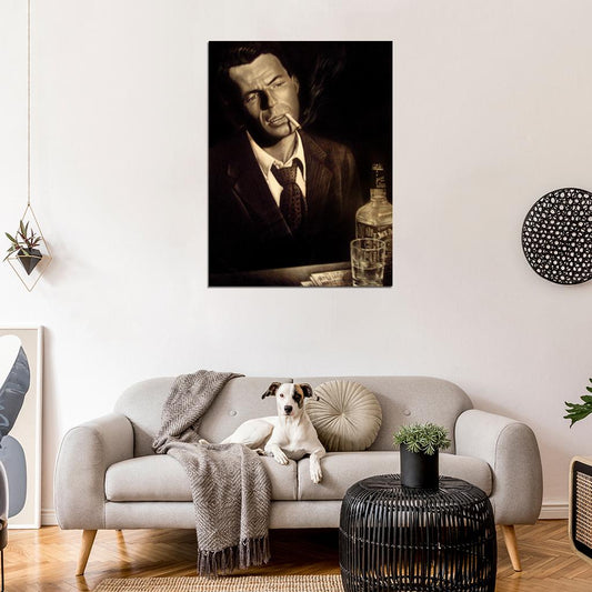 Frank Sinatra Retro Vintage Painting Art Smoking Portrait Singer Music Wall Art Print Poster