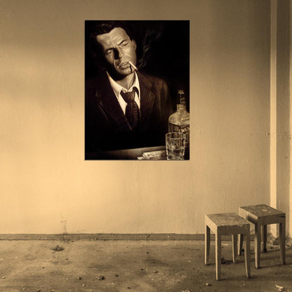 Frank Sinatra Retro Vintage Painting Art Smoking Portrait Singer Music Wall Art Print Poster