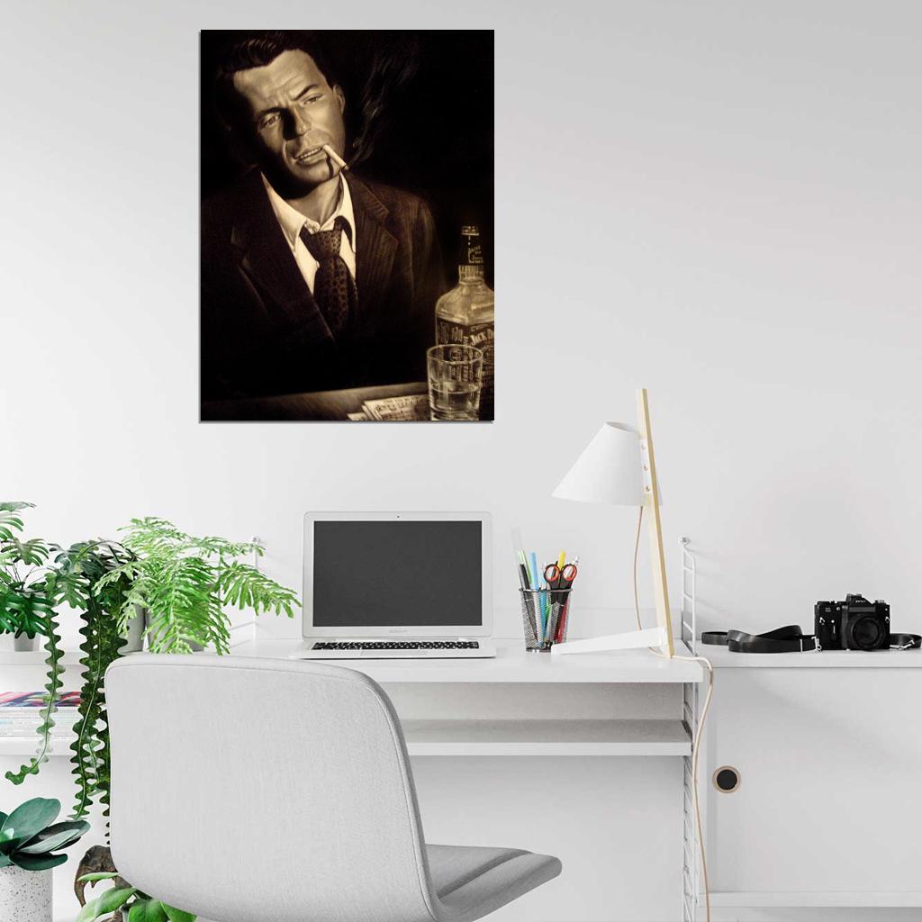 Frank Sinatra Retro Vintage Painting Art Smoking Portrait Singer Music Wall Art Print Poster