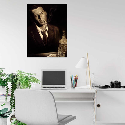 Frank Sinatra Retro Vintage Painting Art Smoking Portrait Singer Music Wall Art Print Poster