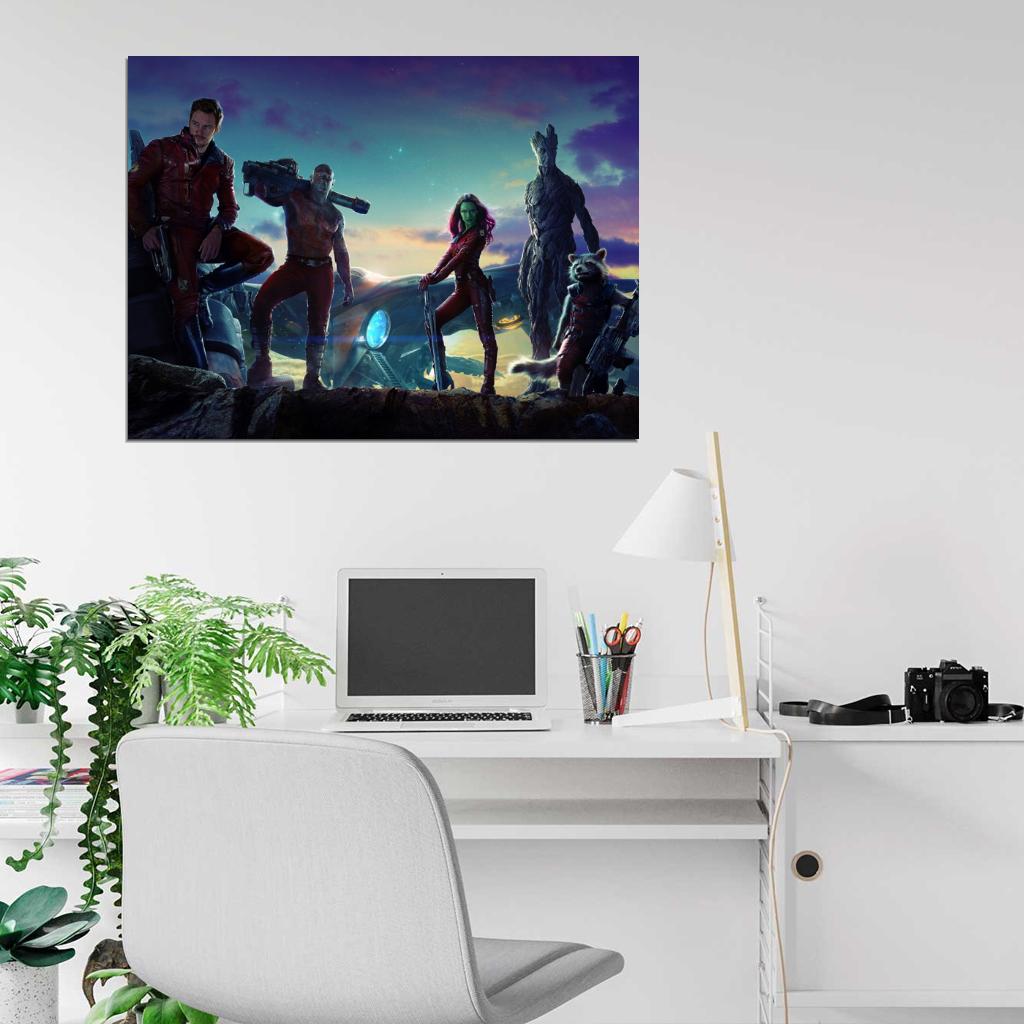 Guardians of the Galaxy Movie Characters Quill Star-Lord Drax the Destroyer Gamora Groot Rocket Raccoon Wall Art Print Poster