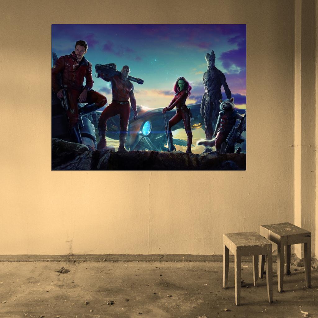 Guardians of the Galaxy Movie Characters Quill Star-Lord Drax the Destroyer Gamora Groot Rocket Raccoon Wall Art Print Poster