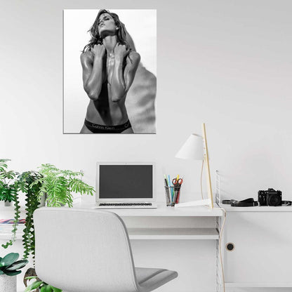 Izabel Goulart Topless Hot Model Sexy Body BW Wall Art Print Poster