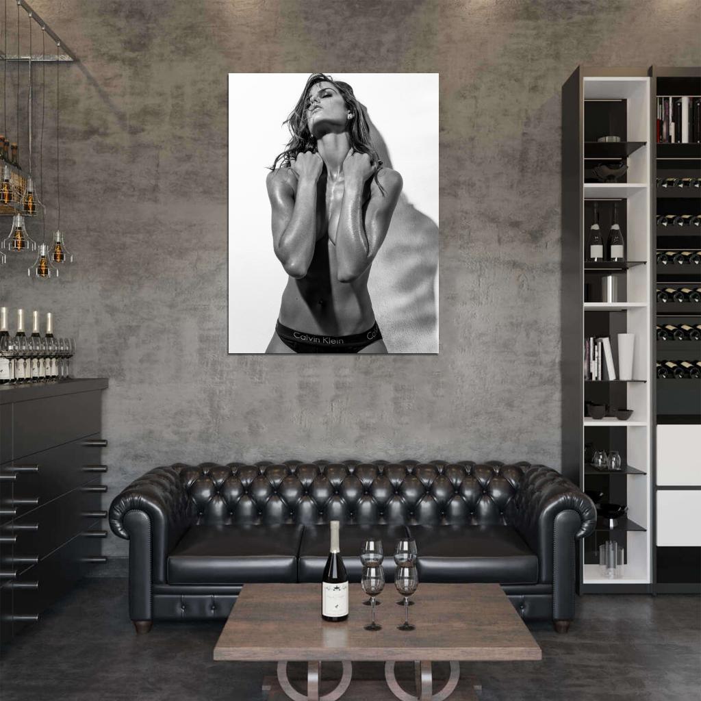 Izabel Goulart Topless Hot Model Sexy Body BW Wall Art Print Poster