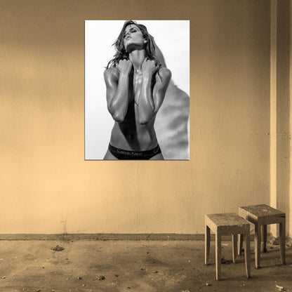 Izabel Goulart Topless Hot Model Sexy Body BW Wall Art Print Poster
