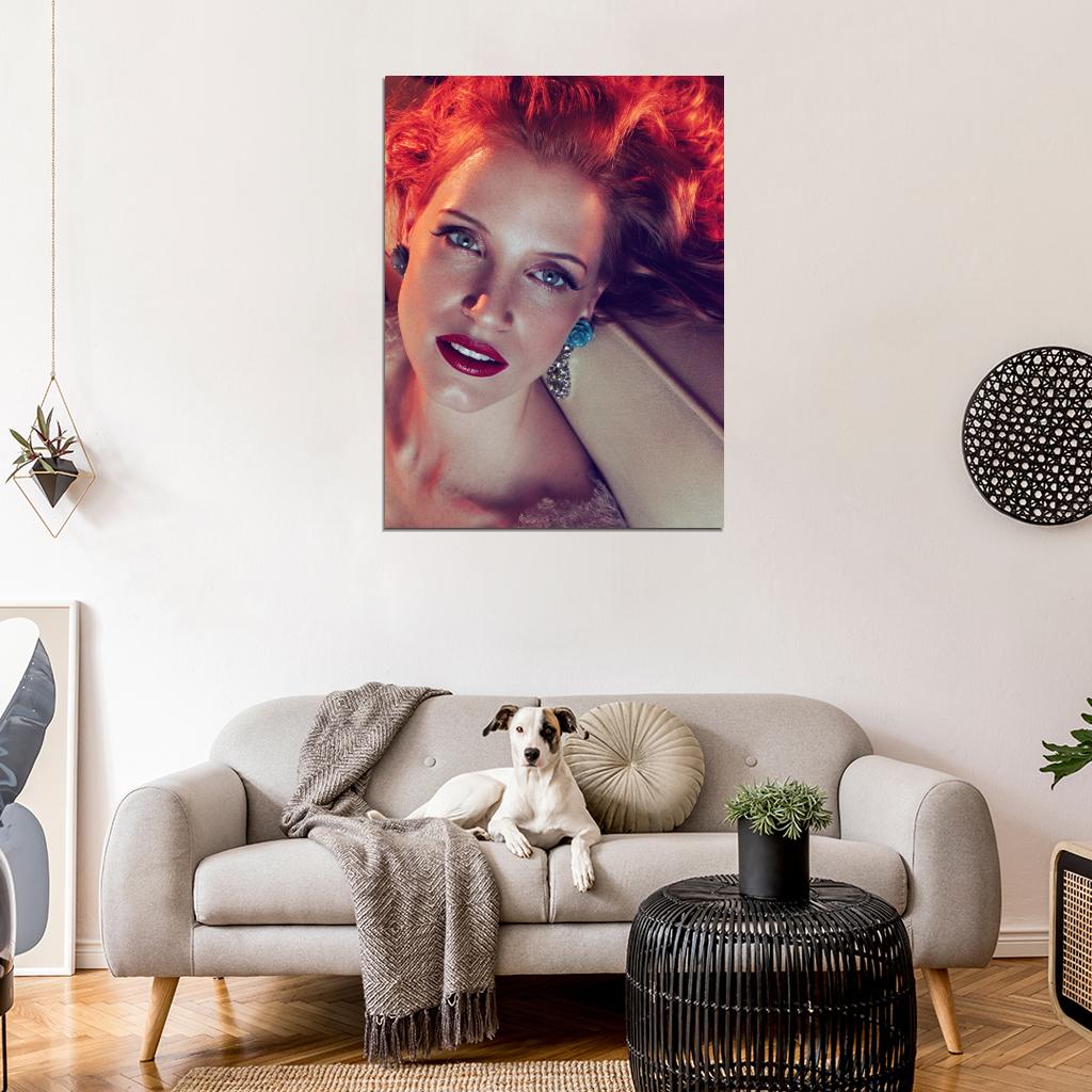 Jessica Chastain Portrait Beautiful Hot Actress Wall Art Print Poster