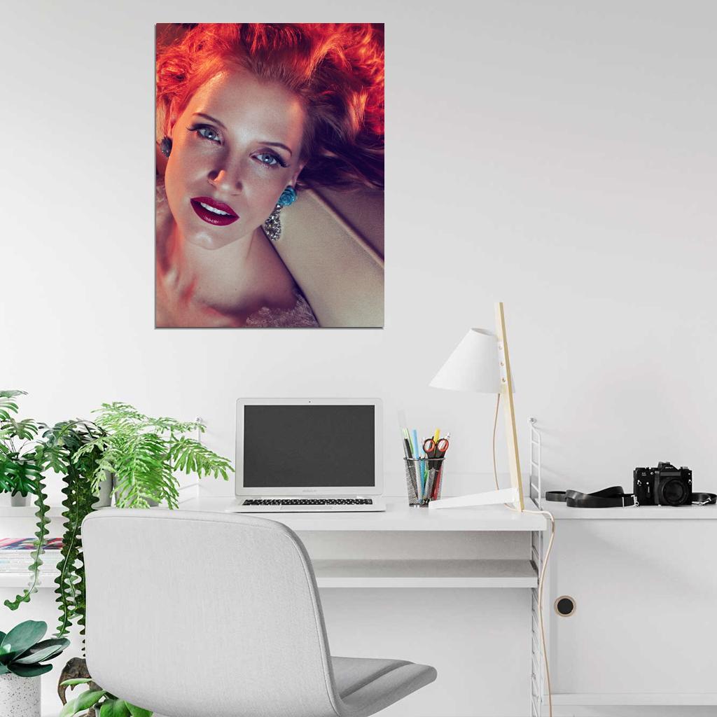 Jessica Chastain Portrait Beautiful Hot Actress Wall Art Print Poster