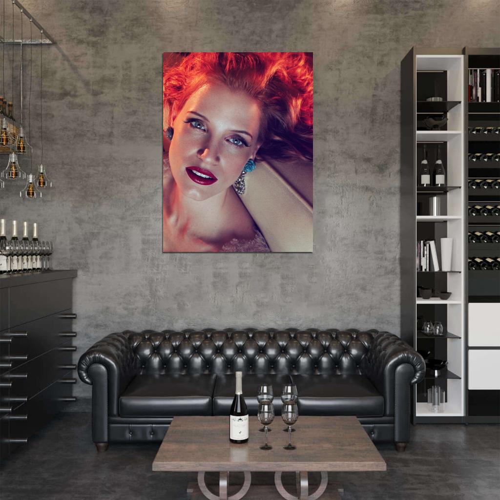 Jessica Chastain Portrait Beautiful Hot Actress Wall Art Print Poster