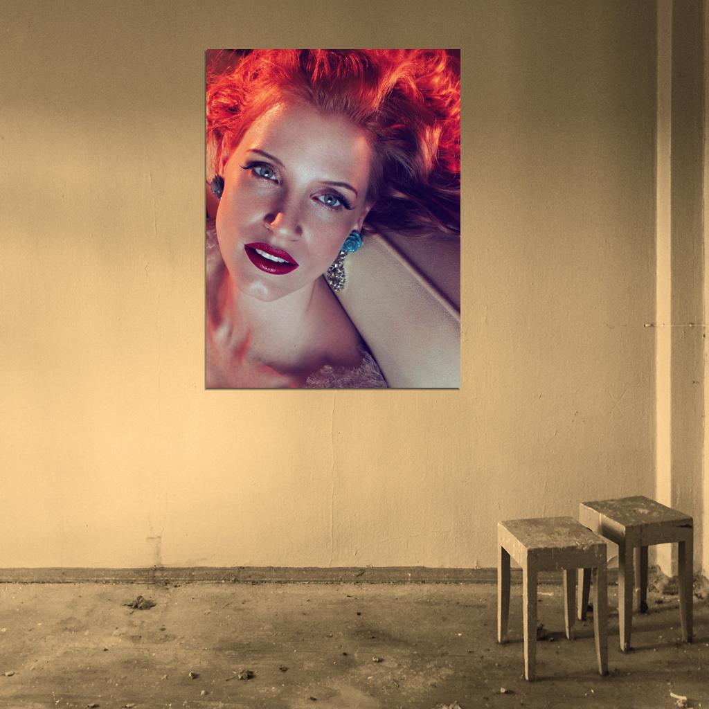 Jessica Chastain Portrait Beautiful Hot Actress Wall Art Print Poster