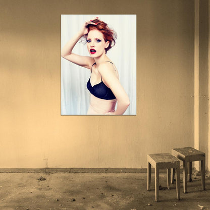 Jessica Chastain Beautiful Hot Bra Sexy Actress Wall Art Print Poster