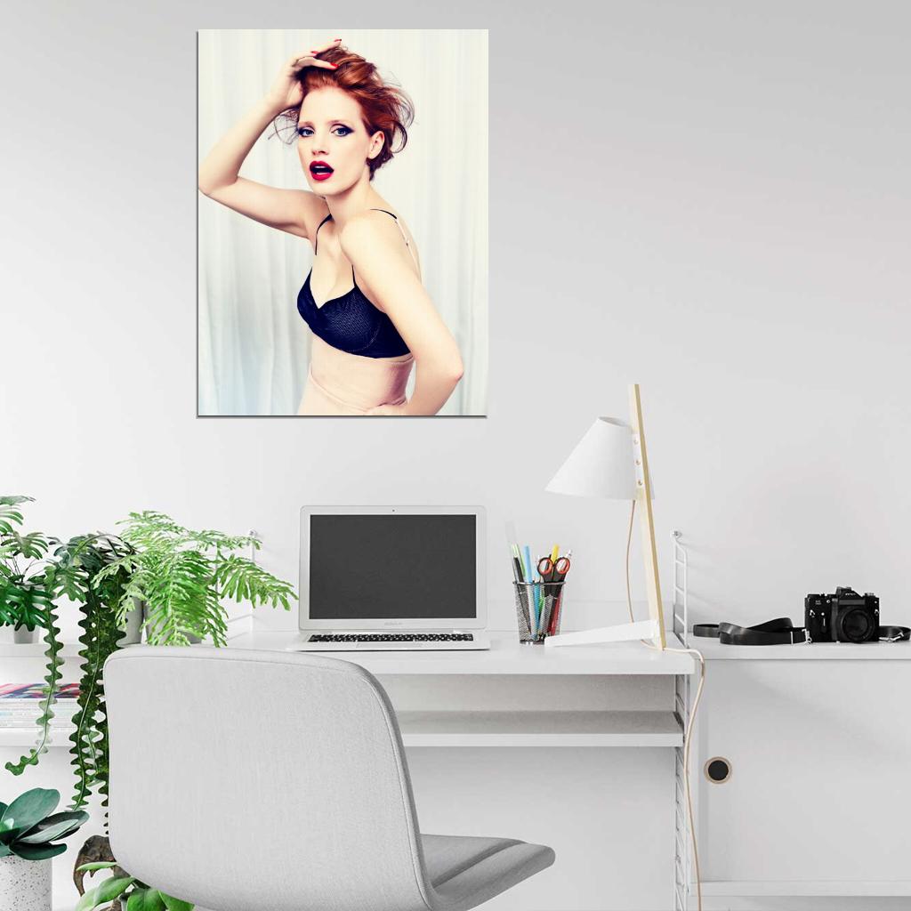 Jessica Chastain Beautiful Hot Bra Sexy Actress Wall Art Print Poster