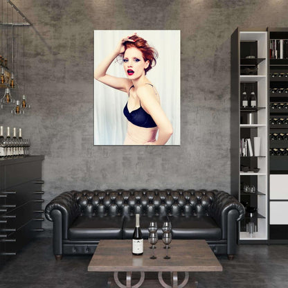 Jessica Chastain Beautiful Hot Bra Sexy Actress Wall Art Print Poster