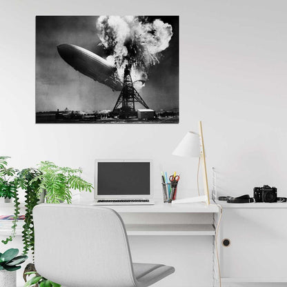 LZ 129 Hindenburg Zeppelin Disaster Retro Photo Wall Art Print Poster