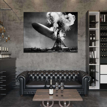 LZ 129 Hindenburg Zeppelin Disaster Retro Photo Wall Art Print Poster