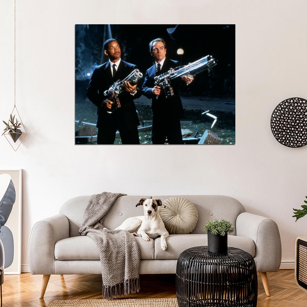 Men in Black 1997 Movie Weapons Tommy Lee Jones Agent K Will Smith Agent J Wall Art Print Poster