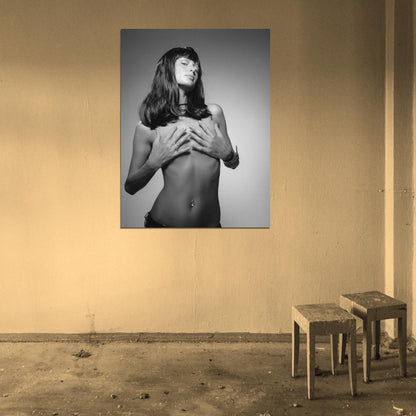 Nicky Hilton Hot Topless Sexy Body Model BW Wall Art Print Poster