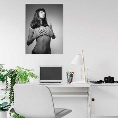 Nicky Hilton Hot Topless Sexy Body Model BW Wall Art Print Poster