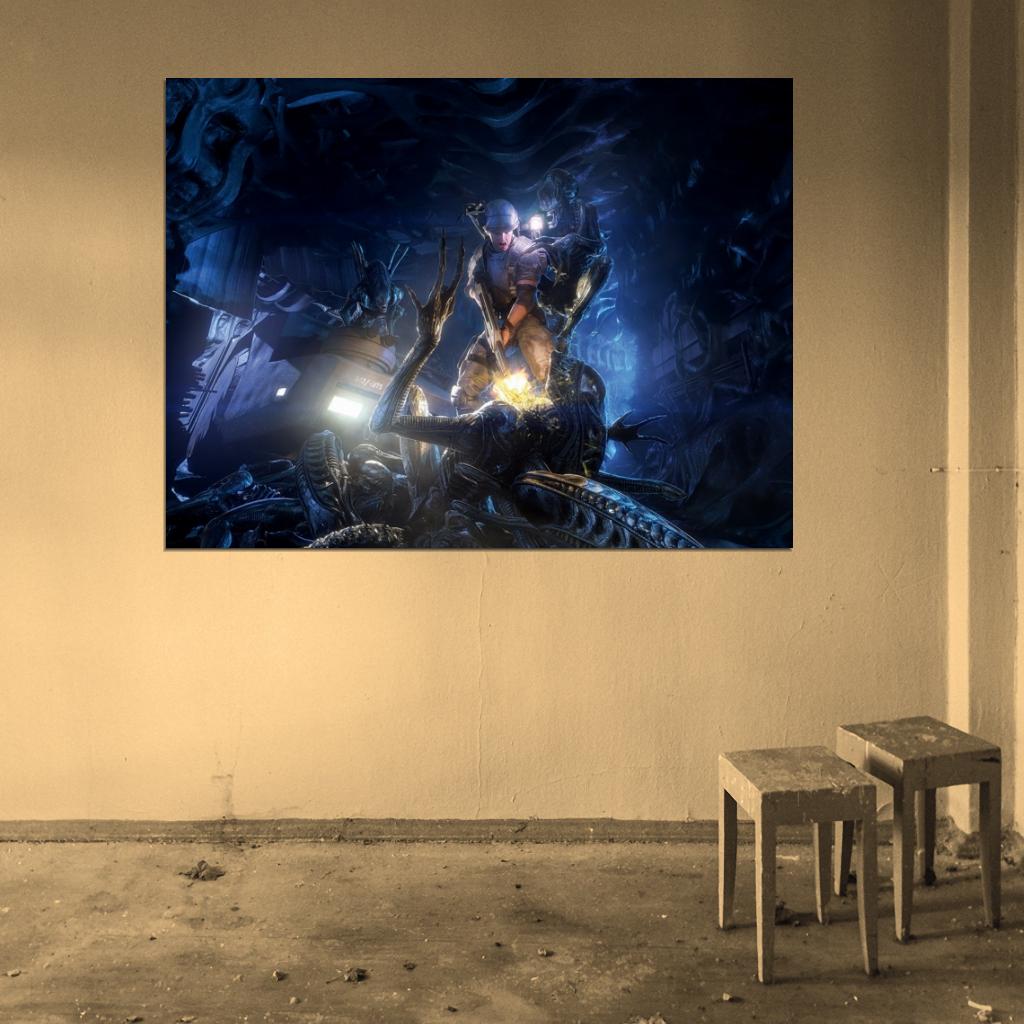 Aliens vs Predator AVP versus Marine Fight Video Game Art Wall Art Print Poster