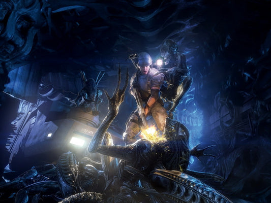 Aliens vs Predator AVP versus Marine Fight Video Game Art Wall Art Print Poster