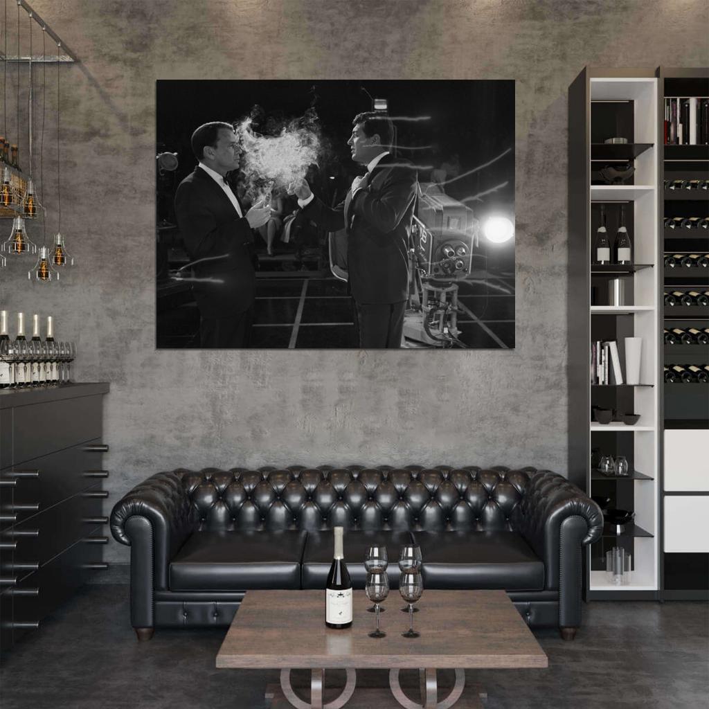Rat Pack Smoke Retro Group Frank Sinatra BW Wall Art Print Poster