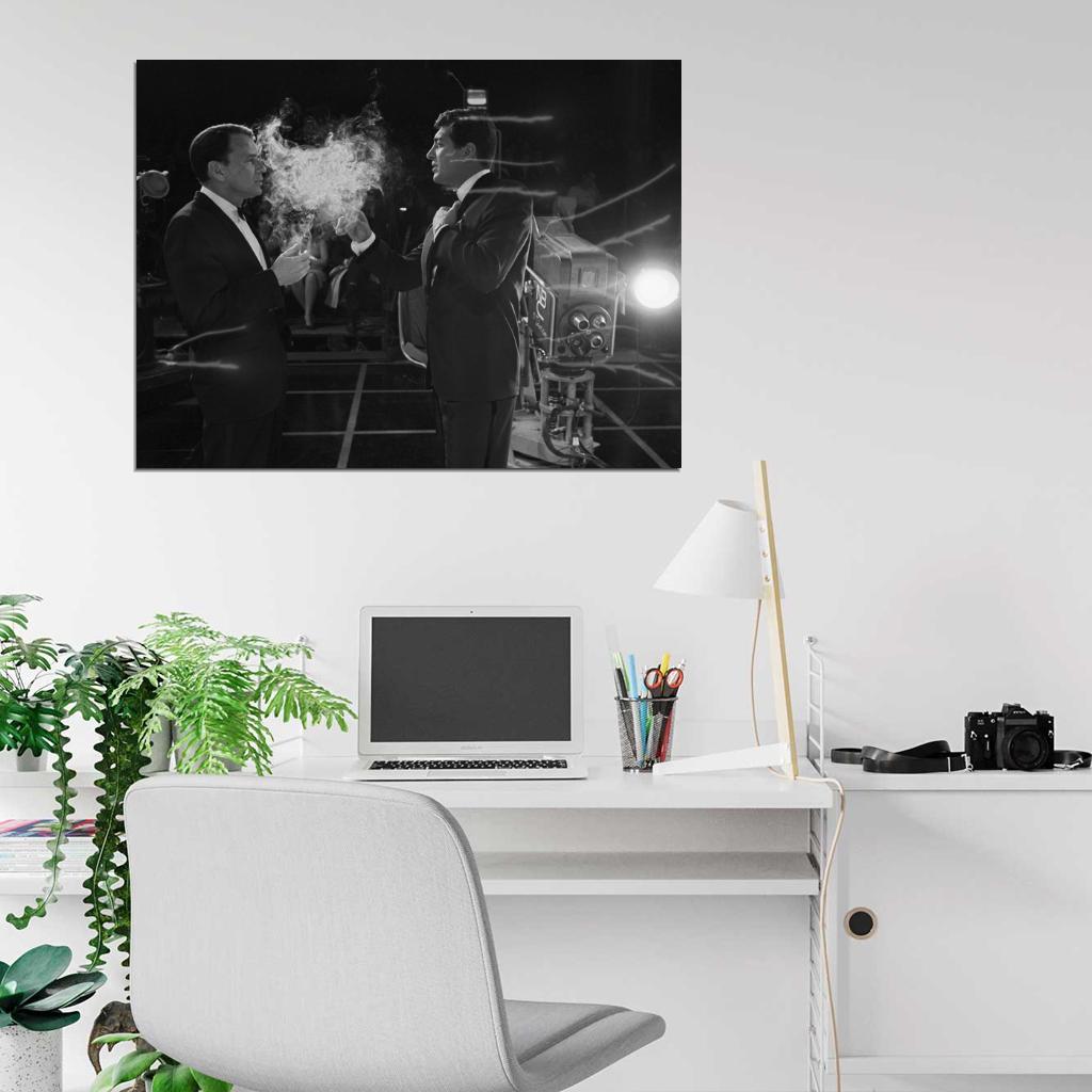 Rat Pack Smoke Retro Group Frank Sinatra BW Wall Art Print Poster