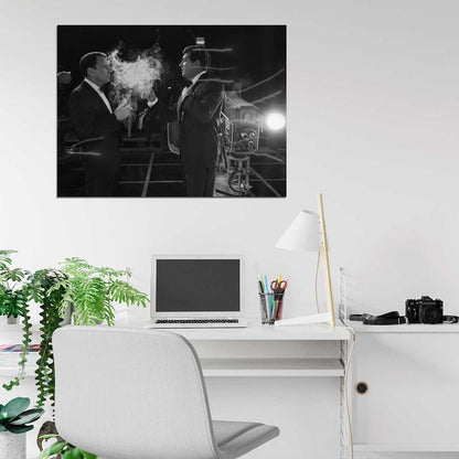 Rat Pack Smoke Retro Group Frank Sinatra BW Wall Art Print Poster