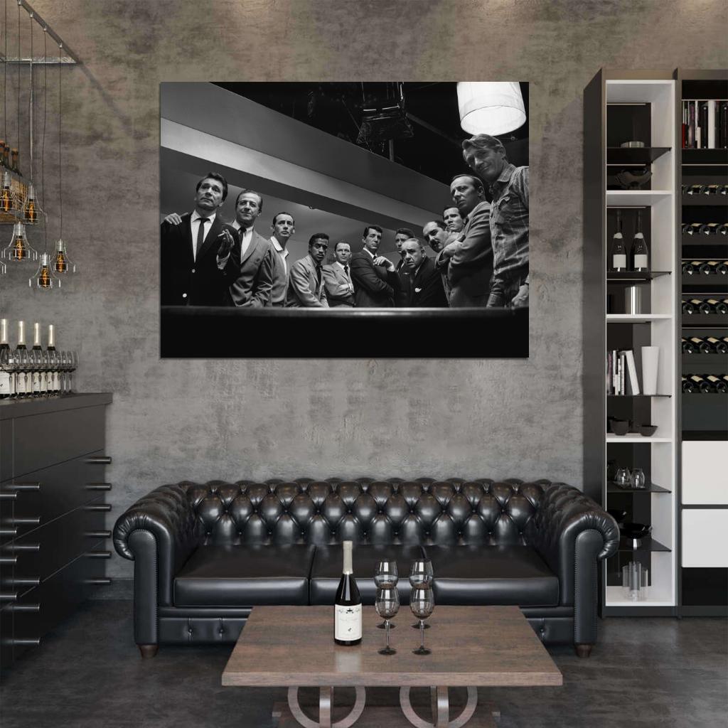 Rat Pack Pool Table Retro Music Band BW Wall Art Print Poster