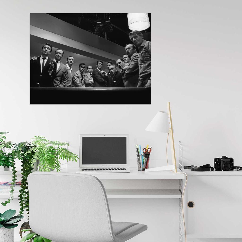 Rat Pack Pool Table Retro Music Band BW Wall Art Print Poster