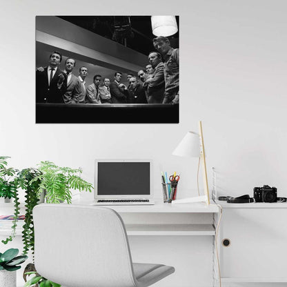 Rat Pack Pool Table Retro Music Band BW Wall Art Print Poster