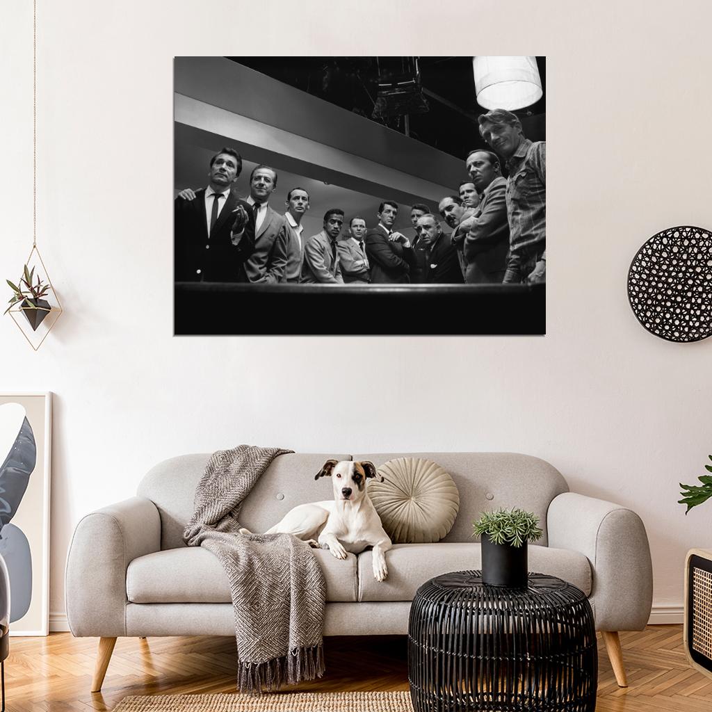 Rat Pack Pool Table Retro Music Band BW Wall Art Print Poster