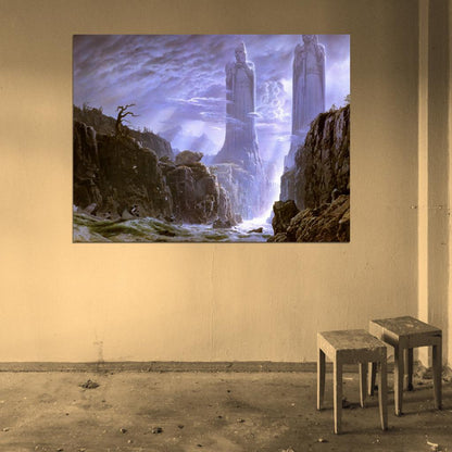 The Gates of Argonath The Pillars of Kings Lord of the Rings Painting Art Wall Art Print Poster