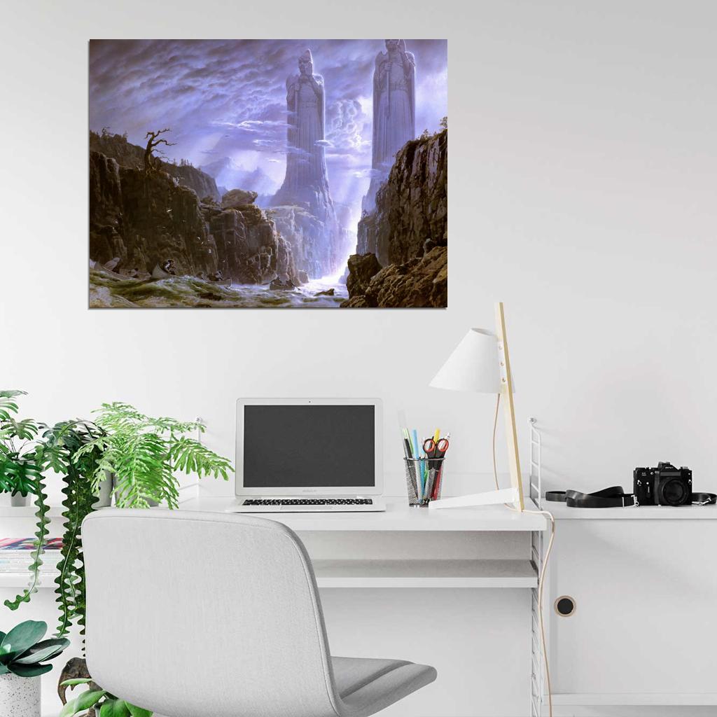 The Gates of Argonath The Pillars of Kings Lord of the Rings Painting Art Wall Art Print Poster