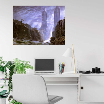 The Gates of Argonath The Pillars of Kings Lord of the Rings Painting Art Wall Art Print Poster
