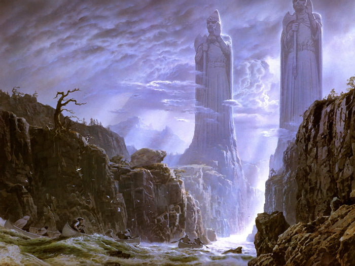 The Gates of Argonath The Pillars of Kings Lord of the Rings Painting Art Wall Art Print Poster