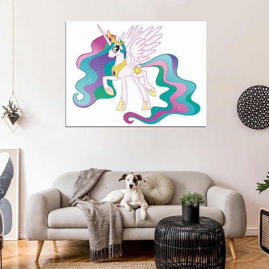 Princess Celestia My Little Pony Friendship Is Magic Cute Beautiful Cartoon Art Wall Art Print Poster