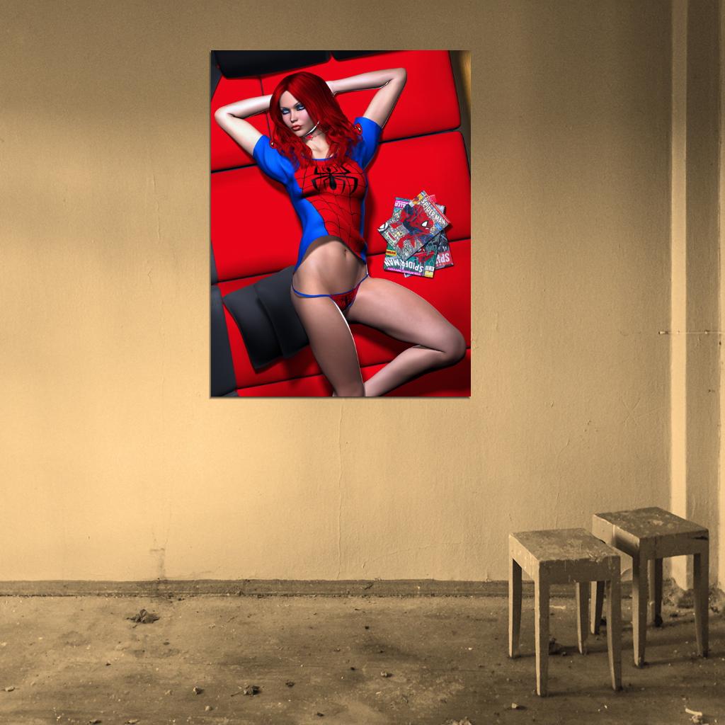 Mary Jane Watson Hot CG Art Sexy Panties Wall Art Print Poster