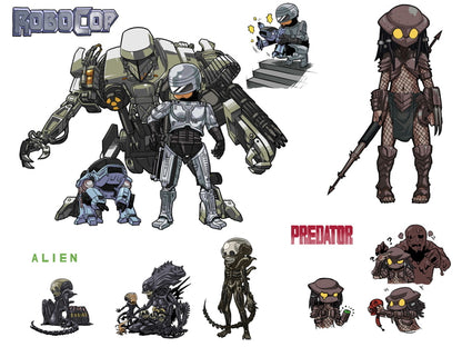 Robocop Alien Predator ED-209 Cain Original Sci-Fi Movie Funny Cool Art Wall Art Print Poster