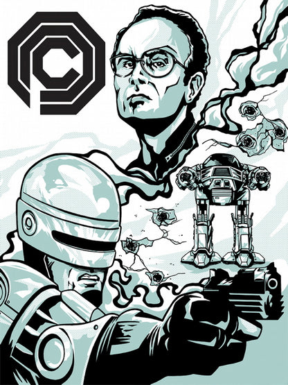 Robocop 1987 Movie OCP ED-209 Clarence Boddicker Awesome Art Wall Art Print Poster