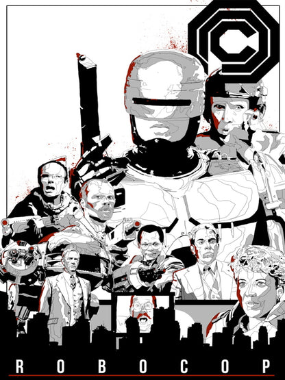 Robocop 1987 Movie Characters OCP ED-209 Alex Murphy Awesome Art Wall Art Print Poster
