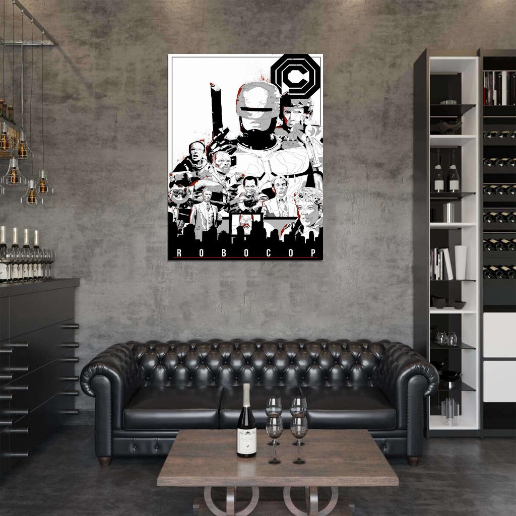 Robocop 1987 Movie Characters OCP ED-209 Alex Murphy Awesome Art Wall Art Print Poster