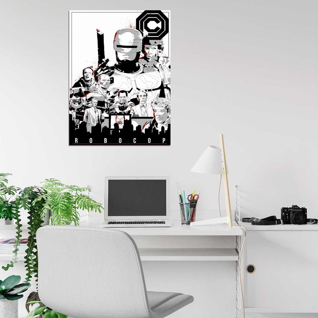 Robocop 1987 Movie Characters OCP ED-209 Alex Murphy Awesome Art Wall Art Print Poster