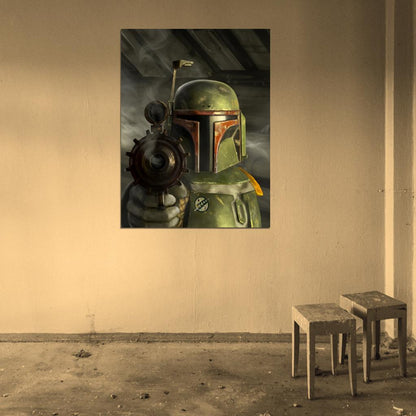 Boba Fett EE-3 Carbine Rifle Blaster Bounty Hunter Star Wars Movie Awesome Art Wall Art Print Poster