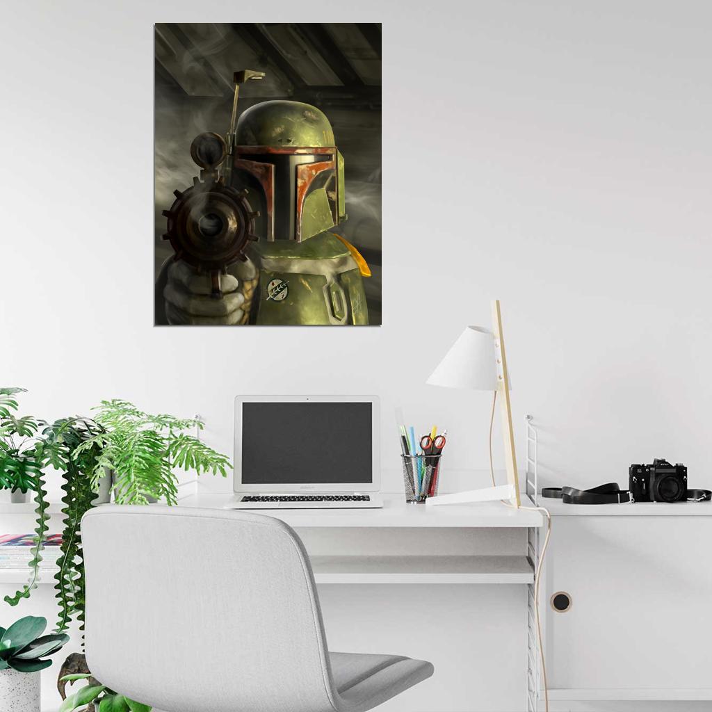Boba Fett EE-3 Carbine Rifle Blaster Bounty Hunter Star Wars Movie Awesome Art Wall Art Print Poster