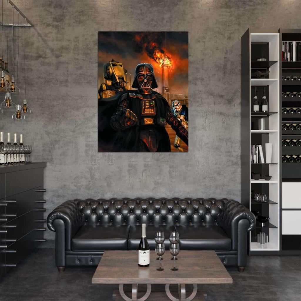Darth Vader Stormtrooper AT-ST Walker Painting Star Wars Movie Awesome Art Wall Art Print Poster