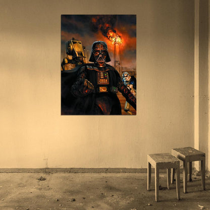 Darth Vader Stormtrooper AT-ST Walker Painting Star Wars Movie Awesome Art Wall Art Print Poster