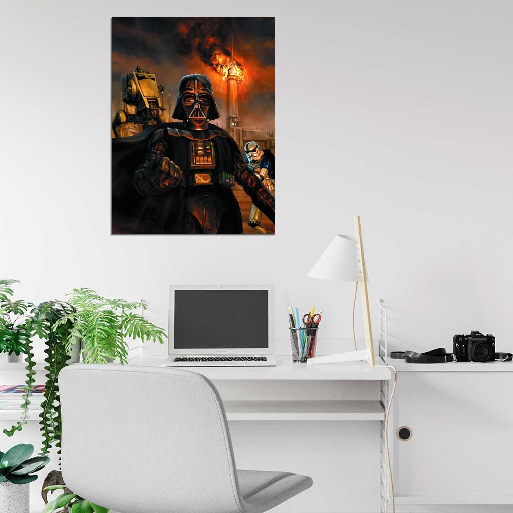 Darth Vader Stormtrooper AT-ST Walker Painting Star Wars Movie Awesome Art Wall Art Print Poster